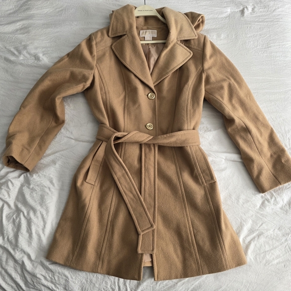 Michael Kors Belted Camel Wool Blend Coat XL - Picture 2 of 10